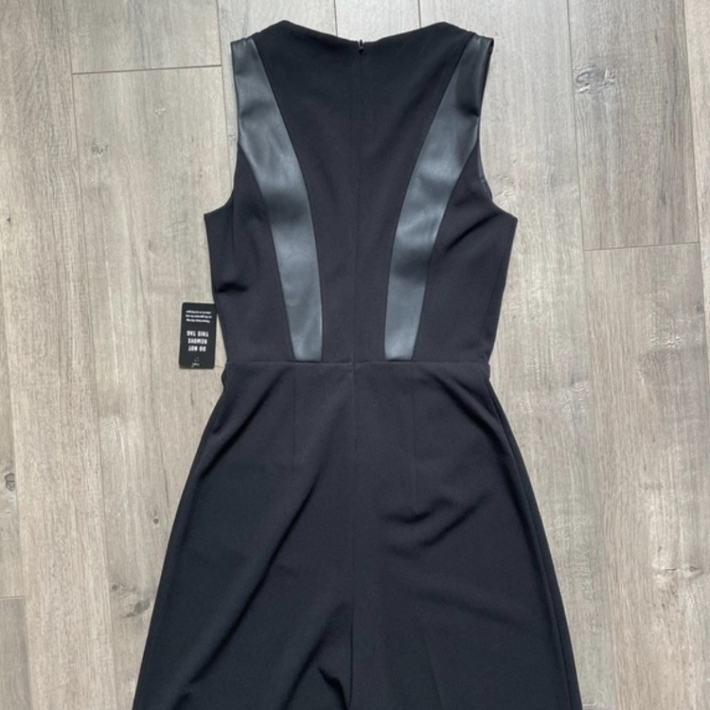 Sexy Express Black Sleeveless Faux Leather Jumpsuit